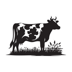 Simple Cow Icon Silhouette - Vector Illustration on White.