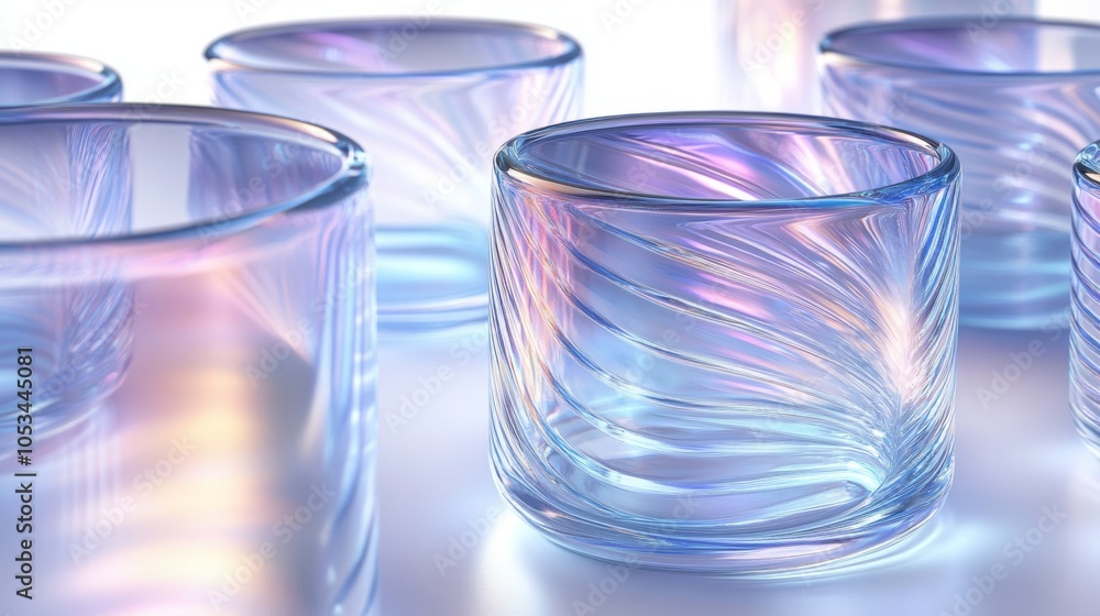 Aufkleber iridescent cylinders create a captivating visual effect against a white backdrop.