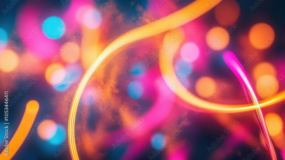 Poster neon lights forming random patterns