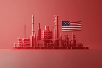 Obraz premium A red background with a large American flag in the middle