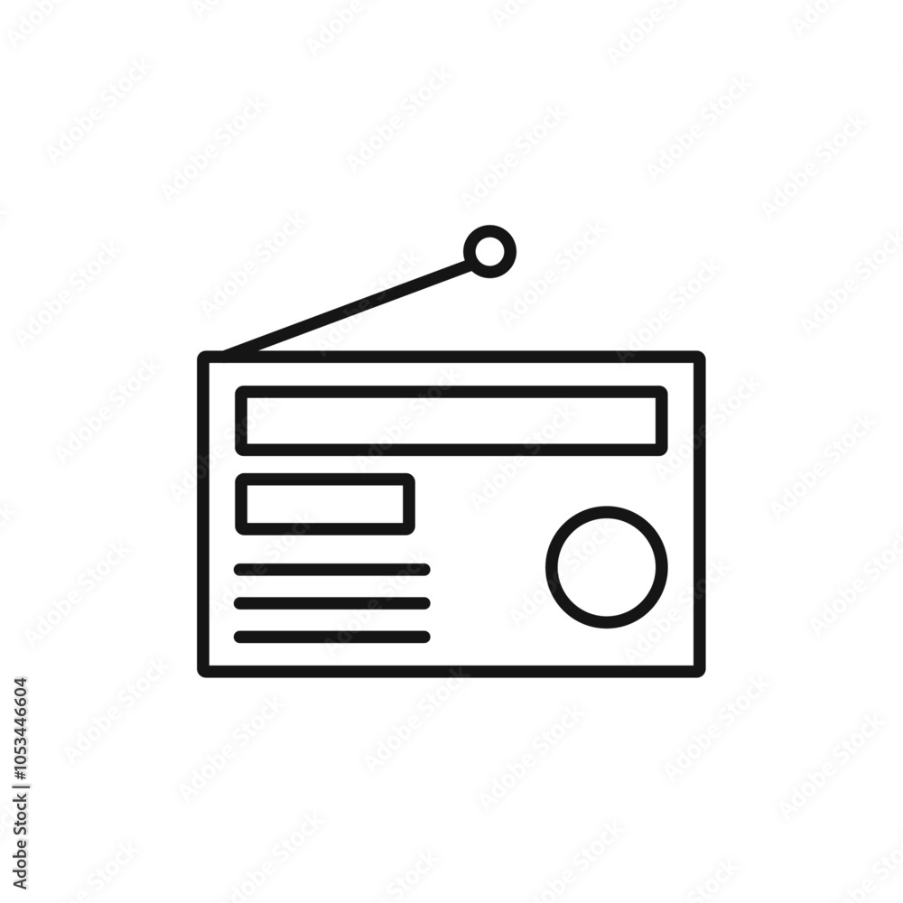 Poster radio icon vector set collection for web
