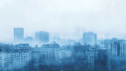 Fototapeta premium A scenic autumn view from a window, city rooftops and golden leaves under a soft, diffused morning light, seasonal and inviting