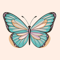 Butterfly blue light insect icon on a isolated white background