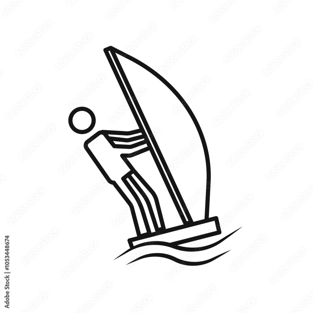 Poster windsurf icon vector set collection for web