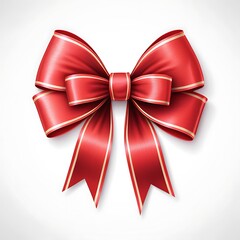Naklejka premium Elegant red ribbon bow on white background