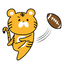 ラグビーでボールを蹴るトラ