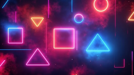 Neon outlines of random forms with a 3D effect