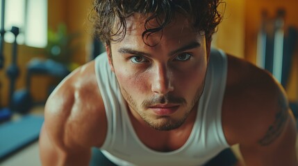 Focused athlete intensely training in a gym environment