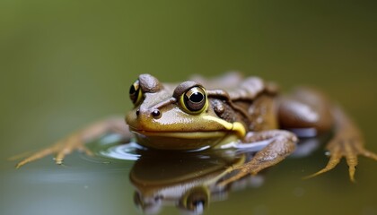 Fototapeta premium Aquatic beauty A frogs serene moment