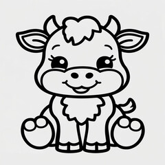 Fototapeta premium Drawing of a cow ready to color it created with generative ai 