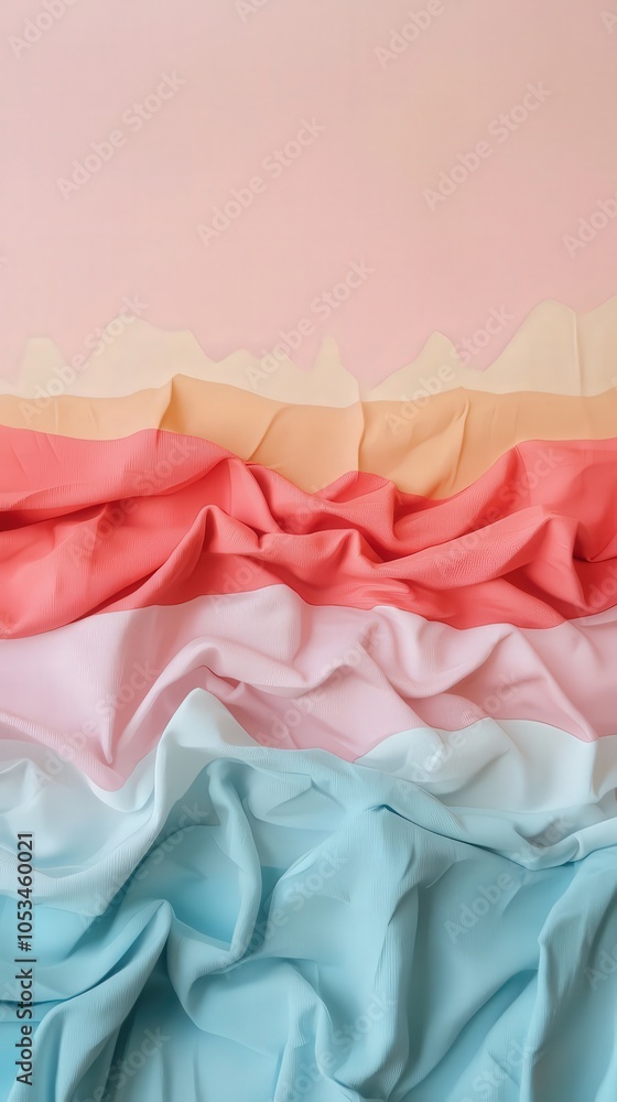 Poster elegant waves of colorful textiles a visual journey through soft fabric tones