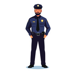 Police standing professional illustration on a isolated white background