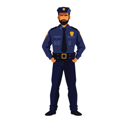 Police standing professional illustration on a isolated white background