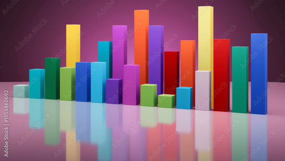 Aufkleber abstract colorful bar graph made from pixel-like blocks, perfect for visualizing data analytics, mar