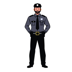 Police standing professional illustration on a isolated white background