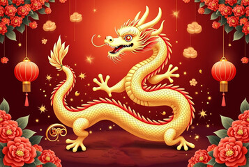 Red Pedestal with Prosperity Decor for Holiday Marketing
