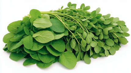 Obraz premium Fresh Green Watercress Leaves Isolated on White Background
