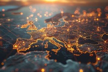 3D map world animated connections and data streams global business infrastructure