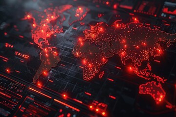 Fototapeta premium 3D map world animated connections and data streams global business infrastructure