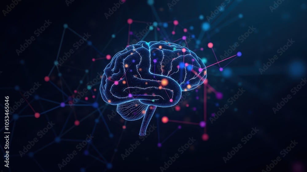 Poster abstract concept of ai and technology in brain design