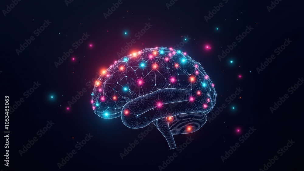 Poster abstract brain concept with dots and connections