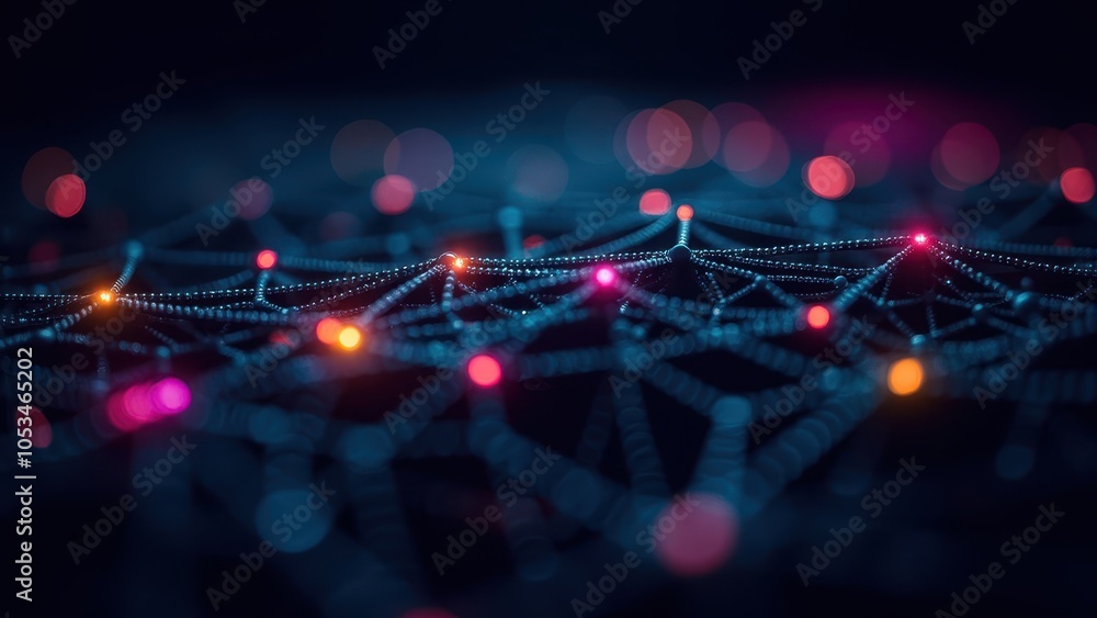 Poster abstract technology network with ai theme