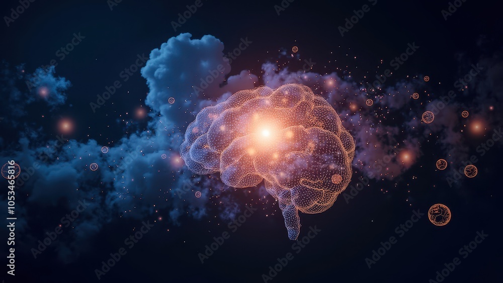 Poster visualization of ai and technology concepts in mind