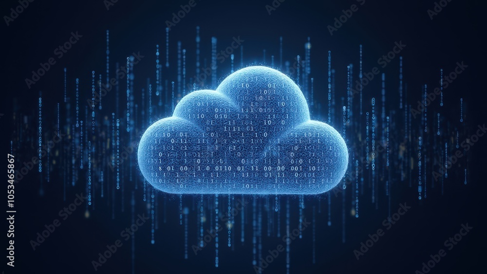 Poster digital cloud and data flow concept in technology
