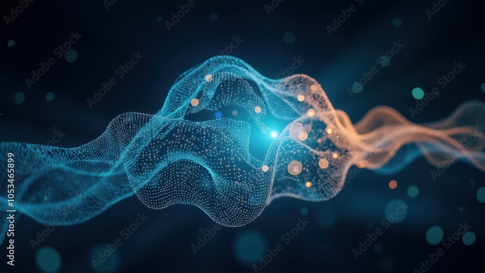Poster abstract technology and ai concepts in digital wave forms