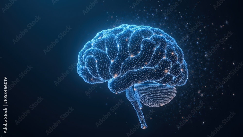 Poster futuristic brain visualization of ai concepts