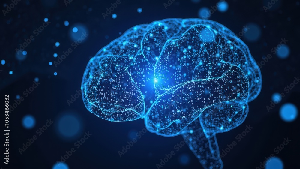 Poster digital brain representing technology and ai concepts