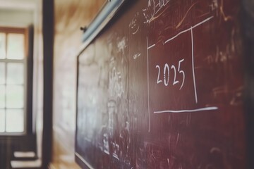 the text "2025" written on a dry erase board. 2025 New Year numbers for Christmas and New Year greetings.  