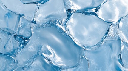 Close-Up of Smooth, Clear Ice Cubes Glimmering in Light