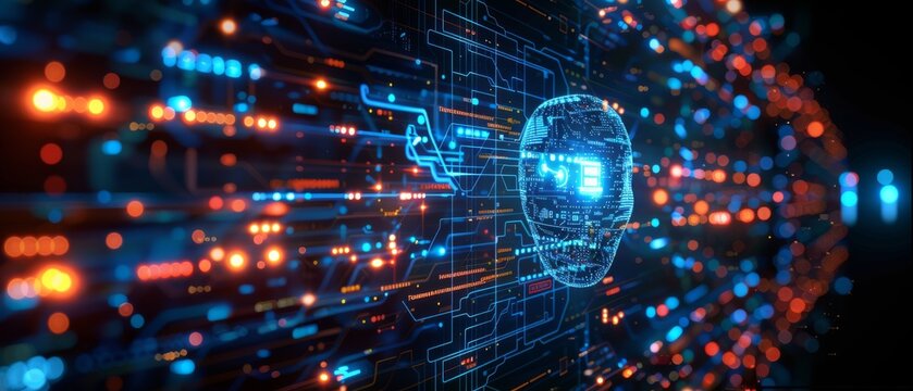 An ultra-sharp photo showcasing a sovereign AI system in action, analyzing diverse data streams to drive innovation and enhance decision-making processes.