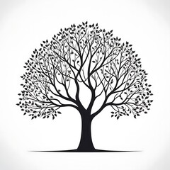 Fototapeta premium Silhouette tree on white background