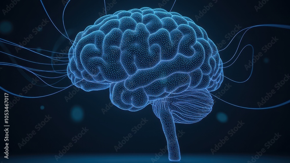 Poster futuristic brain concept with technology and ai elements