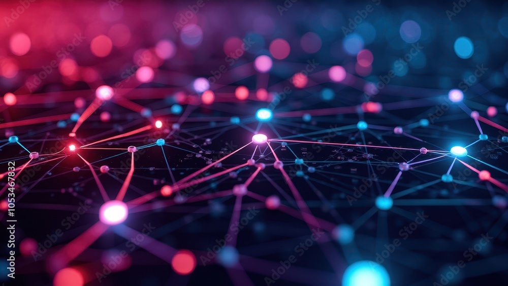 Poster abstract network of technology and ai concepts