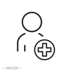 Obraz premium patient icon, medical help or care, first aid, thin line symbol - editable stroke vector illustration