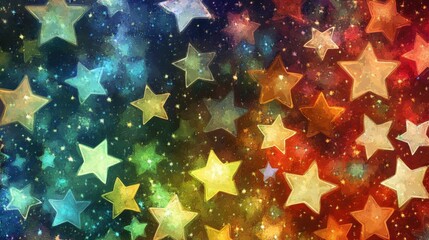 Fototapeta premium Repetitive patterns of colorful stars