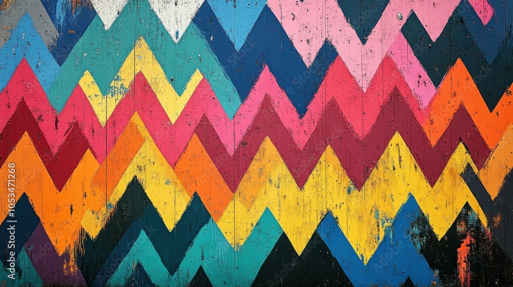 Poster repetitive patterns of vibrant zigzags