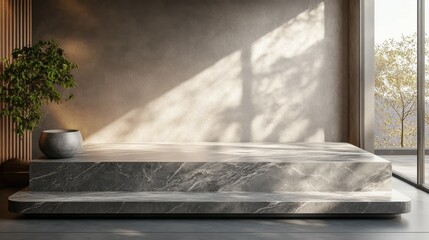 Podium mockup featuring a sleek, modern granite top.