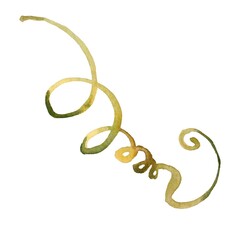 Obraz premium Elegant handcrafted watercolor swirl in warm green and yellow tones. Perfect for nature-inspired designs, decorative elements, invitations, branding, or art projects needing organic, flowing accents.