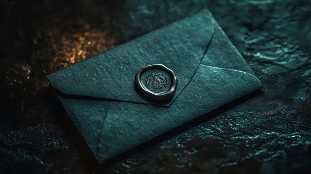 Seal-stamped envelope on a textured surface.