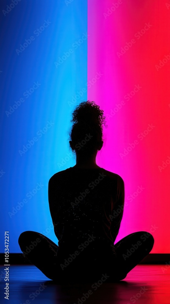 Poster exploring the intersection of light and shadow a meditative moment in color contrast
