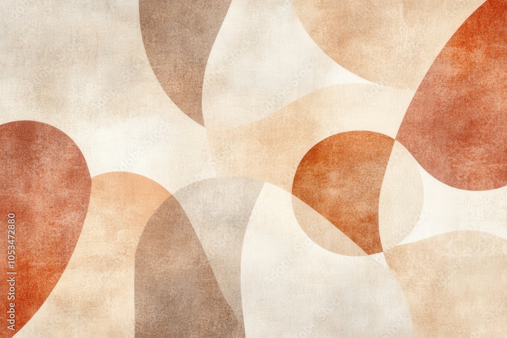 Poster modern abstract background with overlapping geometric shapes in warm, earthy tones, creating a textu