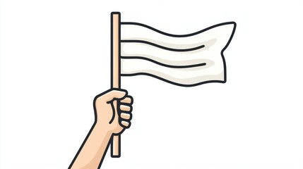 Simple outline icon of a hand gripping a flagpole with a waving flag