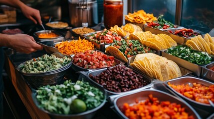 Fresh and Vibrant Food Buffet with Various Ingredients