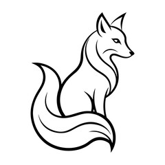 Create a modern, playful fox logo with a curled tail in warm tones