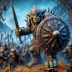 La bravura de los guerreros en un campo de batalla impresionante
