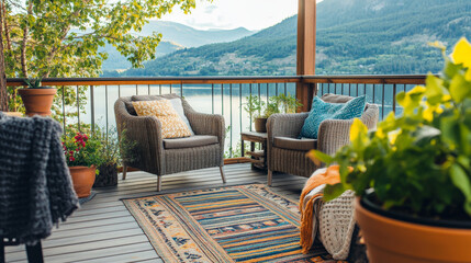 Fototapeta premium Cozy outdoor balcony